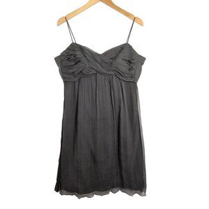 Amsale Cocktail Dress Womens 12 Gray Silk Chiffon‎ Spaghetti Strap Knee Length